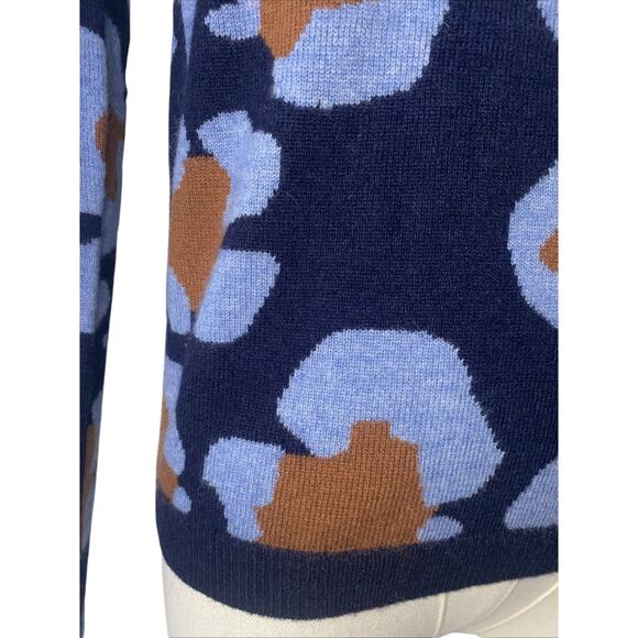 Two Bees Cashmere Leopard Print Cashmere Wool Blend Sweater Size Small XS - Picture 2 of 5
